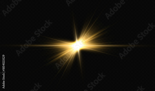 Light effects, glare, glitter, explosion, golden light, Vector illustration. shining golden stars.