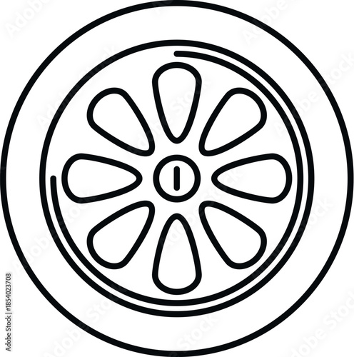 Round drain cover protecting a sewer access point, useful for plumbing and infrastructure concepts