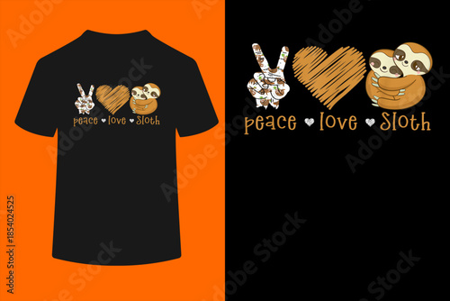 Peace Love Sloth Hand Sign Heart Sloth Lovers T-Shirt
