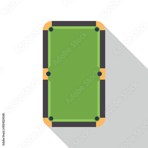 Green felt billiard table with pockets in flat design style