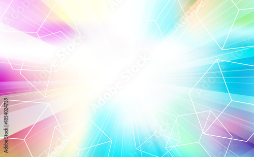 七色に光る集中線ビジネス背景