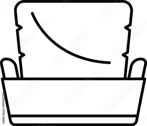 Laundry basket storing clothes for washing with handles line art