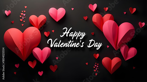  Valentines Day background with hearts. The concept of Valentines Day, 14th February 