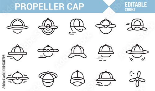 Playful propeller hat editable line icons