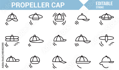 Propeller cap outline icons set