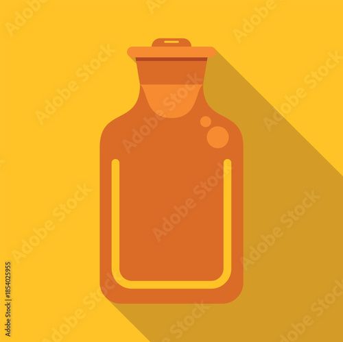 Orange rubber hot water bottle with long shadow providing warmth and comfort