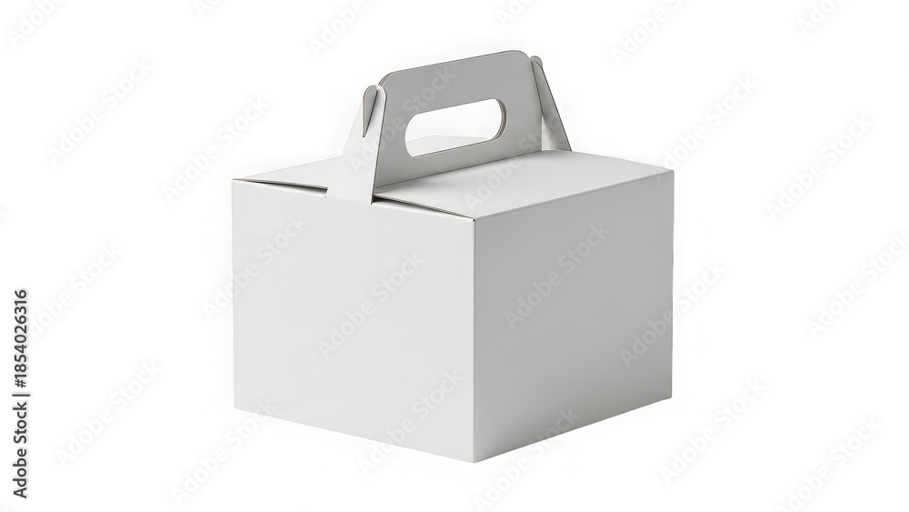 Fototapeta premium White gift box with handle isolated on transparent background