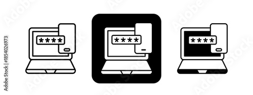 Two Factor  Solid color and black line drawing vector illustration set