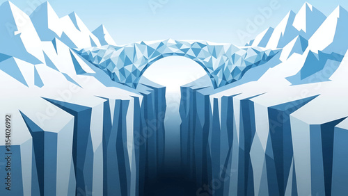 A majestic ice bridge arching over a deep frozen canyon.