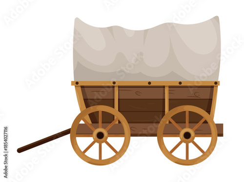 Cart wooden, Wild west. Flat vector clipart, illustration with isolated background.