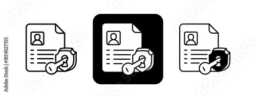 Credentials  Solid color and black line drawing vector illustration set