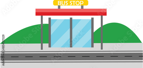 bus stop urban public transport vector colorful.