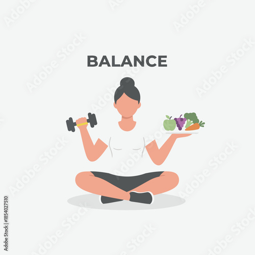 A person achieves personal balance by combining physical fitness with healthy nutrition and a balanced lifestyle