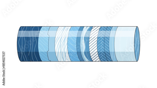 A single roll of blue and white patterned washi tape for crafting.