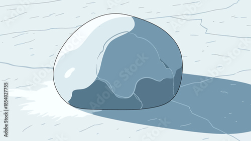 A simple cartoon illustration of a large snowy boulder.