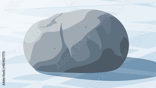 Simple vector illustration of a single gray stone boulder.