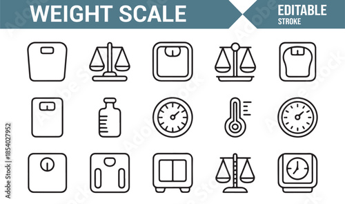 Precision weighing and measurement outline icon pack