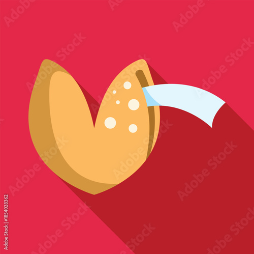 Fortune cookie with a blank paper strip on a red background