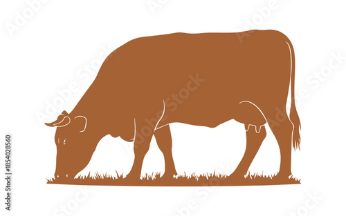 A cow on a farm, isolated against a white background. Vector illustration

