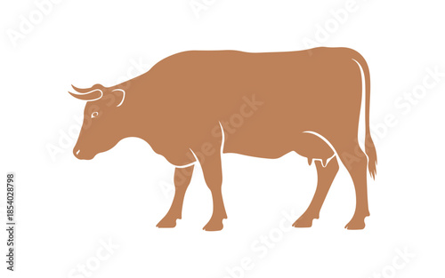 Vector illustration of a cow from a farm, set against a white background.

