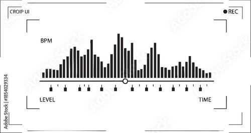 Digital Audio Waveform with BPM Level and Time Track UI Interface.