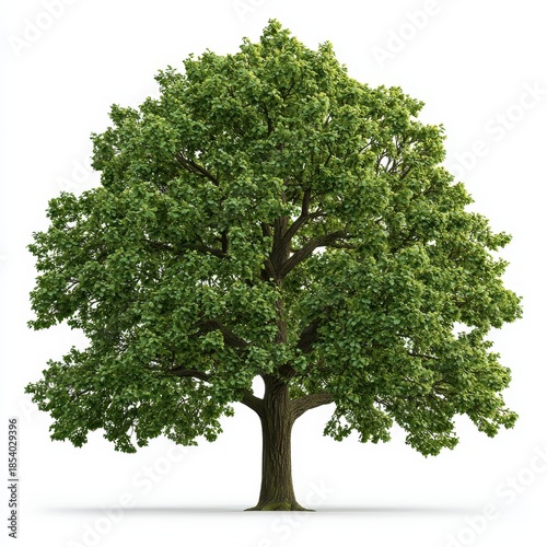 Lush Green Tree Isolated on White Background