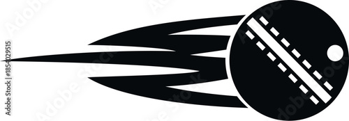 Cricket ball icon showing speed and rapid motion on a white background