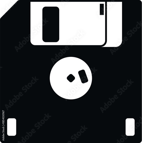 Floppy disk icon representing old technology, data storage, and saving files