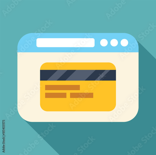 Browser window displaying a credit card for secure online payment transaction