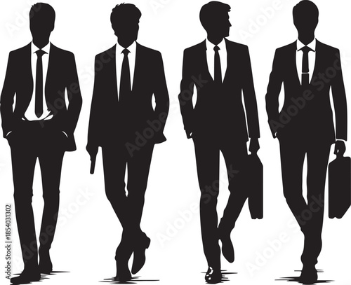 group of men's icon silhouette vector with white background