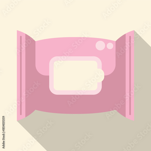 Pink wet wipe package illustrating hygiene, cleaning, and personal care