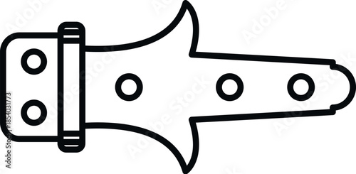 Decorative strap hinge vector line art for gate or door hardware