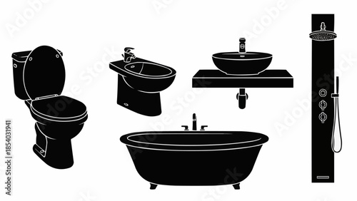 Bathroom Fixtures Toilet Sink Bathtub Shower.