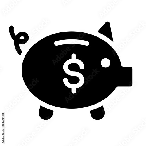 Glyph style e-commerce icon of piggy bank representing savings and budgeting.