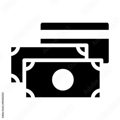 Glyph style e-commerce icon of cash and credit card representing payment methods.