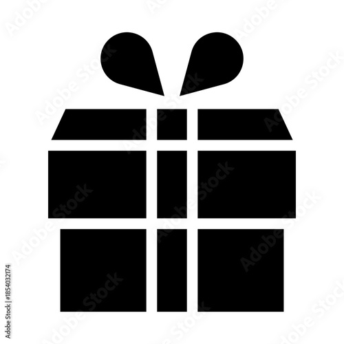 Glyph style e-commerce icon of gift box representing promotions.