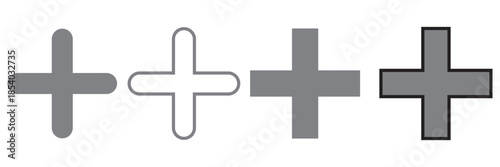 Plus Icon set vector. Add plus sign and symbol
