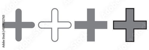 Plus Icon set vector. Add plus sign and symbol