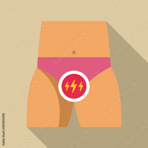 Woman's lower body showing menstrual cramps and abdominal pain