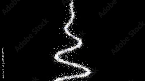 Sparkling Swirl Trail of Light Particles on Black Background