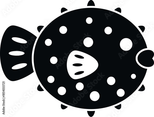 Pufferfish vector icon with polka dots and spikes representing sea life