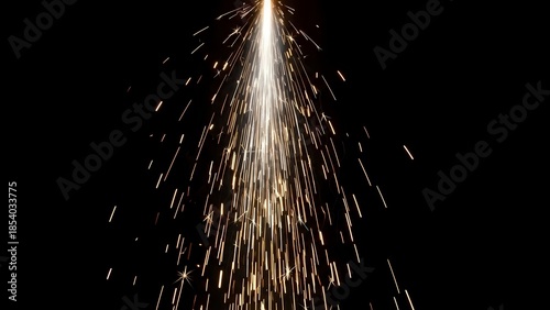 Dynamic Fiery Spark Shower Emerging from Darkness