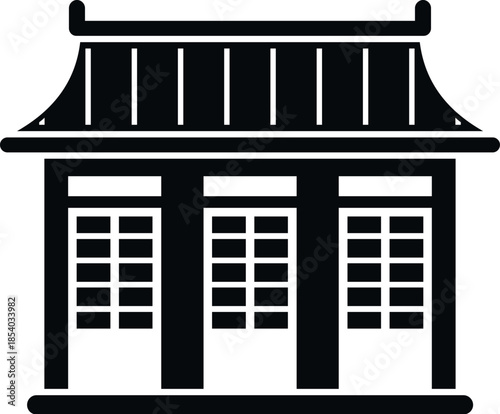 Japanese temple building icon illustrating traditional asian architecture culture