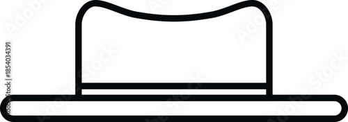 Simple minimalist fedora hat line art icon on a white background
