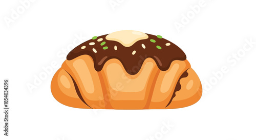 A delicious chocolate frosted croissant with sprinkles a delightful sweet treat