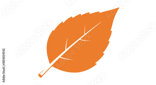 A simple orange leaf illustration with visible veins and a stem