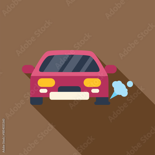Red car experiencing a flat tire, showing a breakdown or automotive problem