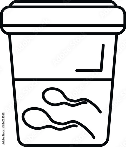 Sperm sample cup illustrating conception, reproduction, and semen analysis