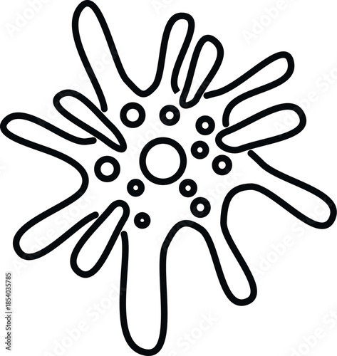 Amoeba like microbe with pseudopods and vacuoles, representing a single celled organism