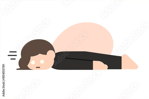 Individual lying flat on the ground while appearing exhausted and disengaged in a simple, minimalistic style